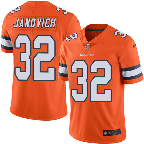 Men's Elite Andy Janovich Nike Jersey Orange - #32 Rush NFL Denver Broncos